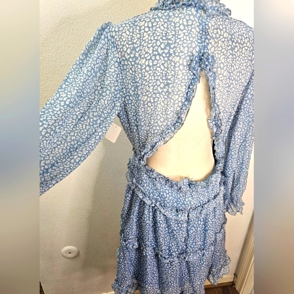 BLUE TIERED RUFFLE DRESS - Picture 7 of 10